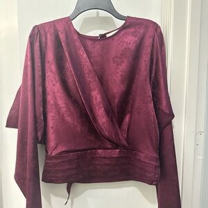 Ronny Kobo Collection Deep Red Floral Blouse